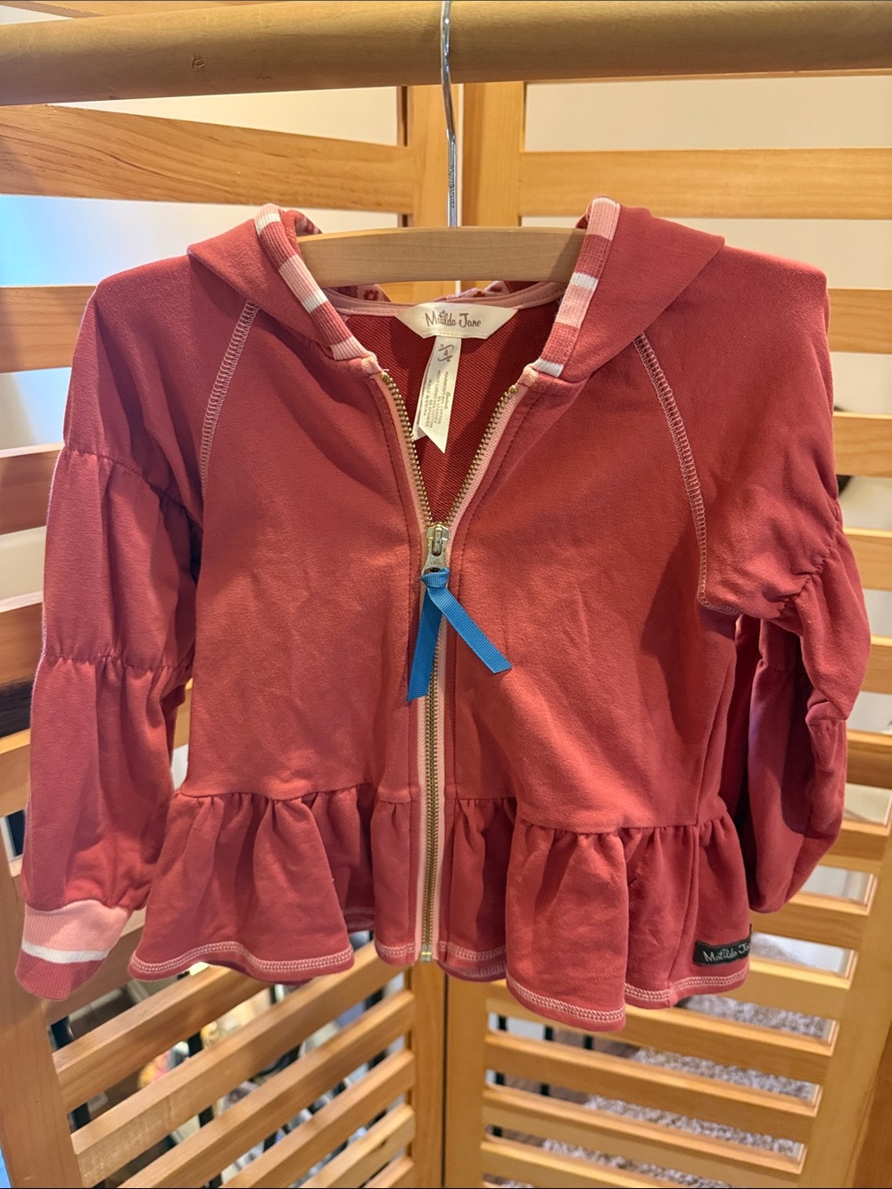 Matilda Jane Dusty Rose Hooded Ruffle Zip Jacket